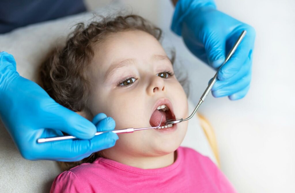 young patient with pediatric dentist examining airway health